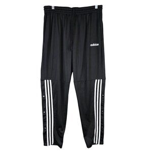 Mens Adidas Black Snap Button 1/2 Tearaway Track Pants Drawstring Elastic XL